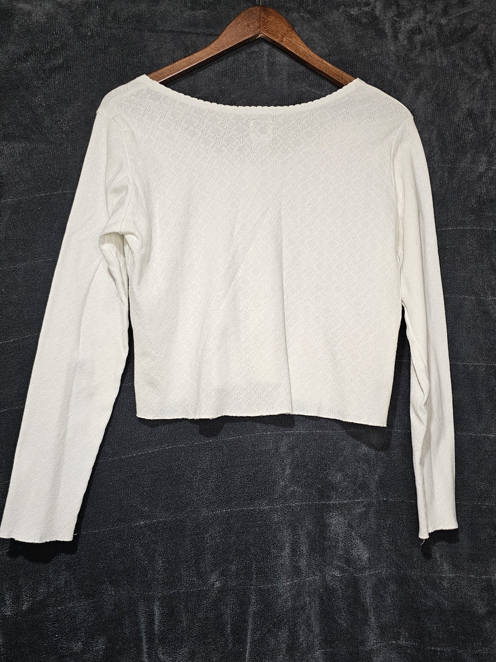 Abercrombie & Fitch Vintage 90s Y2K White Pointelle Cropped Cardigan - M - Picture 6 of 6